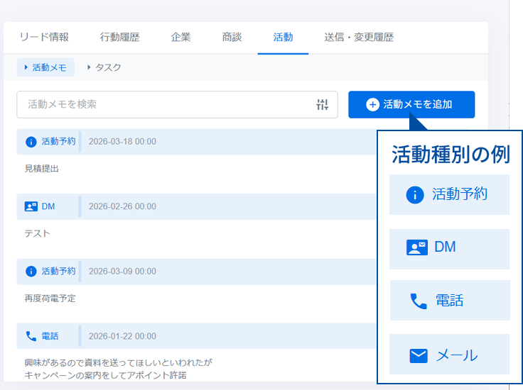 クリック操作と自由な項目設定で、現場のアプローチ結果を簡単に記録