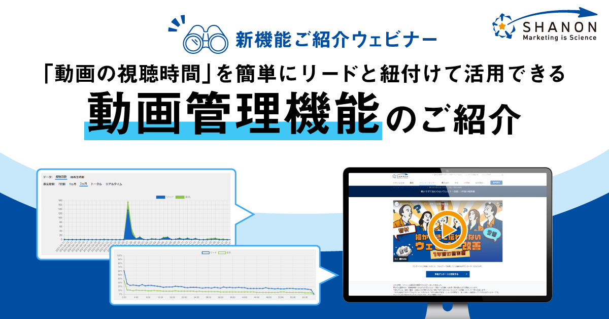 「動画の視聴時間」を簡単にリードと紐付けて活用できる「動画管理機能」のご紹介 「動画の視聴時間」を簡単にリードと紐付けて活用できる「動画管理機能」のご紹介